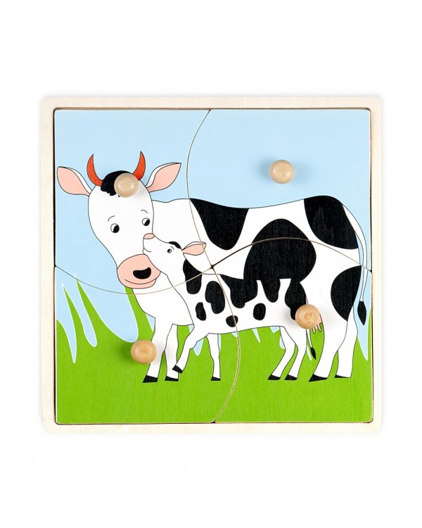 Деревянный пазл. Корова с теленком