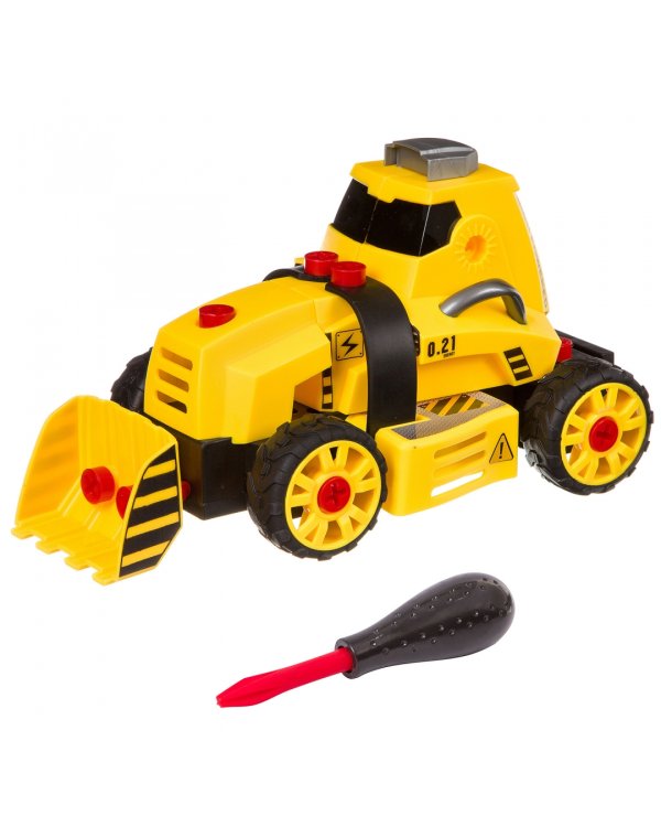 Машинка-конструктор с отверткой. Бульдозер