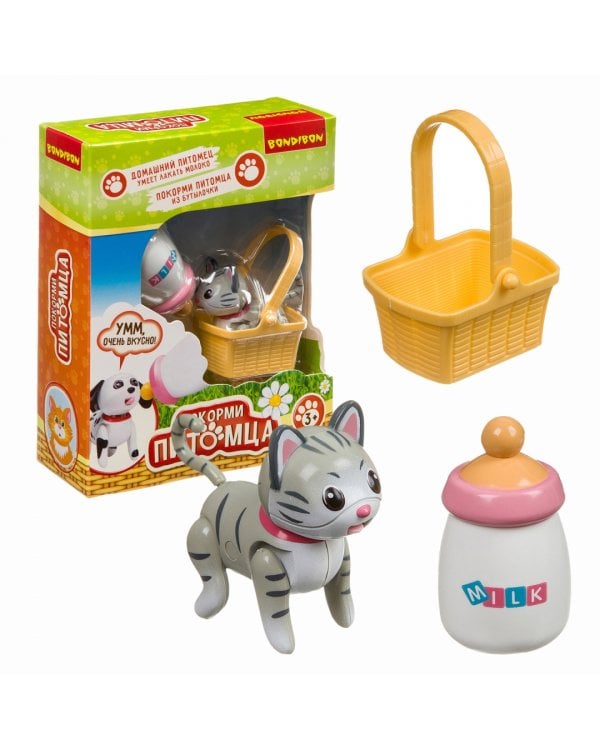 Кошечка с бутылочкой и корзинкой