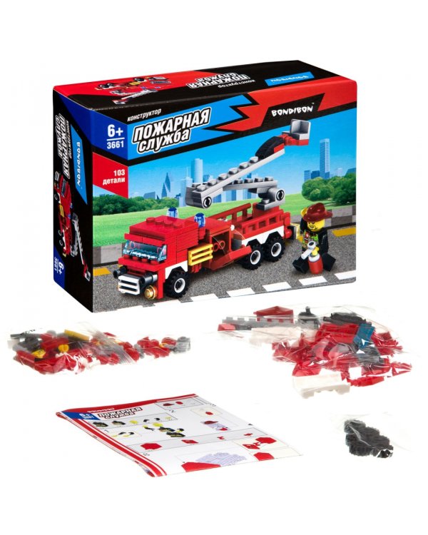 Конструктор. Пожарная Служба. Пожарная машина, 103 детали