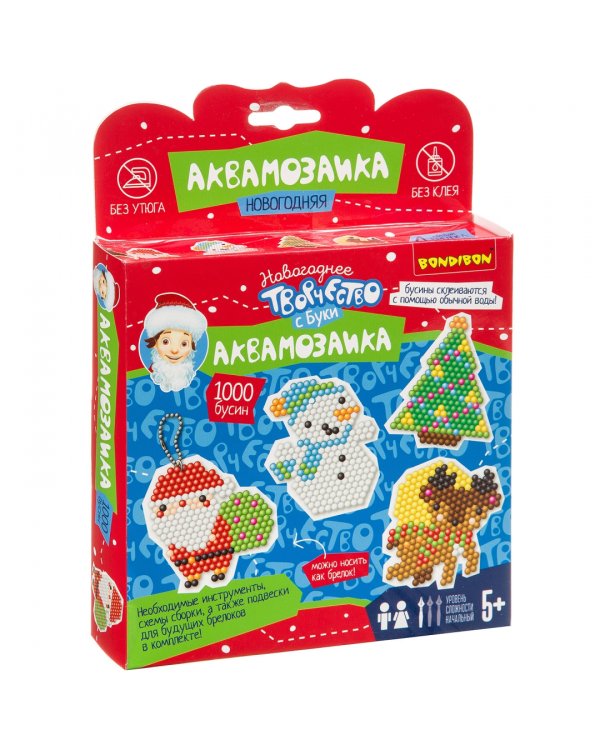 Новогодняя аквамозаика с Буки, 1000 бусин