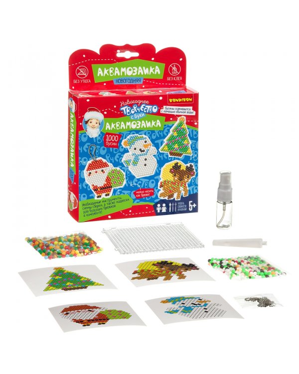 Новогодняя аквамозаика с Буки, 1000 бусин