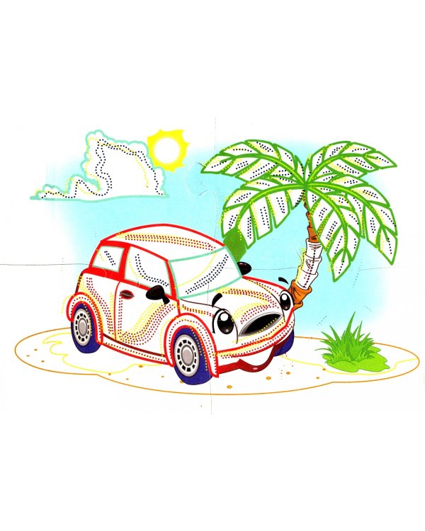 Пазл-раскраска без красок. Автомобиль