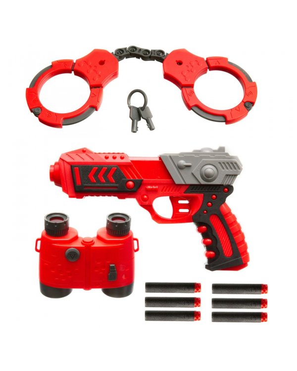 Бластер. Властелин, 6 мягких пуль, наручники, ключи, бинокль