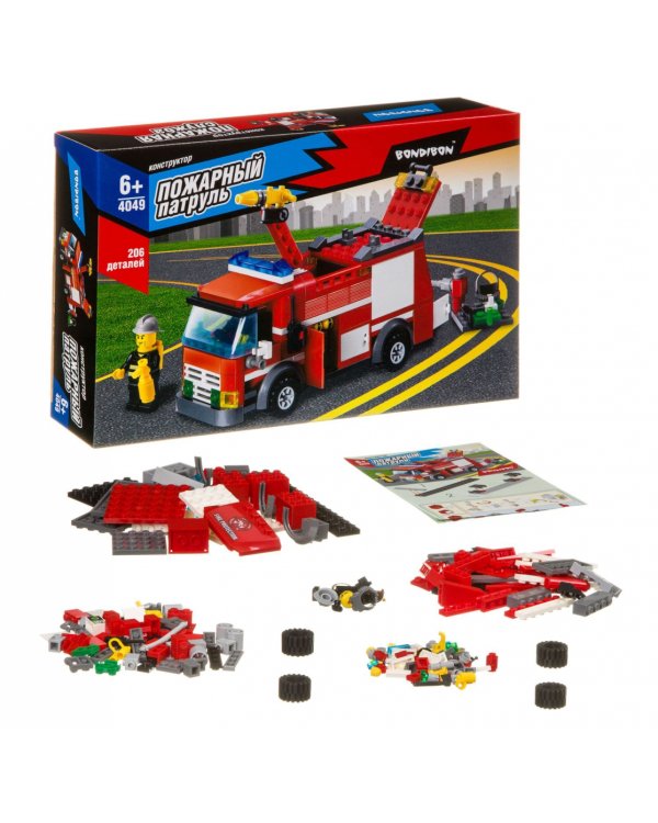 Конструктор. Пожарная служба. Пожарная машина, 206 деталей