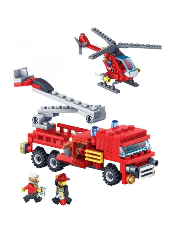 Конструктор. Пожарная служба. Вертолет. Машина, 175 деталей