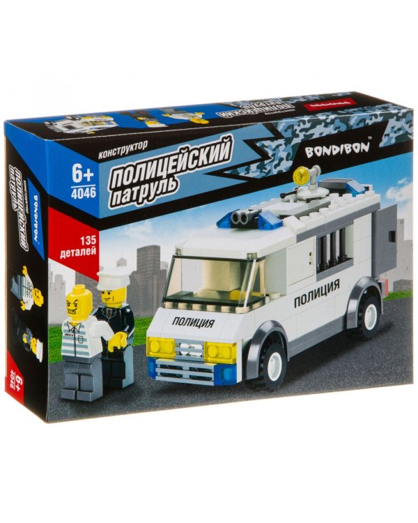 Конструктор. Полицейский патруль. Машина, 135 деталей