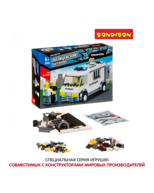 Конструктор. Полицейский патруль. Машина, 135 деталей