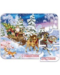 Магнит-пазл "Тройка. С Рождеством Христовым!", 95х120 мм