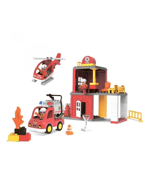 Конструктор. Веселые кубики. Пожарная станция, 60 деталей