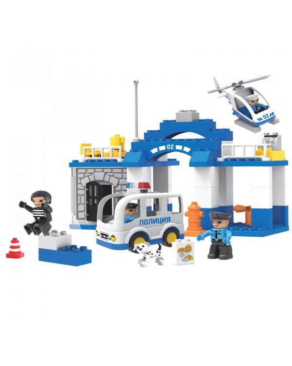 Конструктор. Веселые кубики. Полицейский участок, 66 деталей