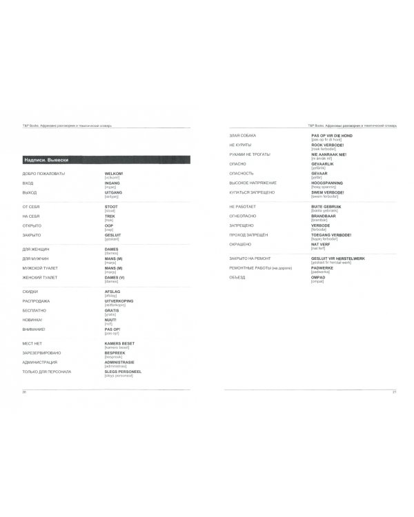 Африкаанс язык. Разговорник. Самые нужные фразы. Тематический словарь. 3000 слов