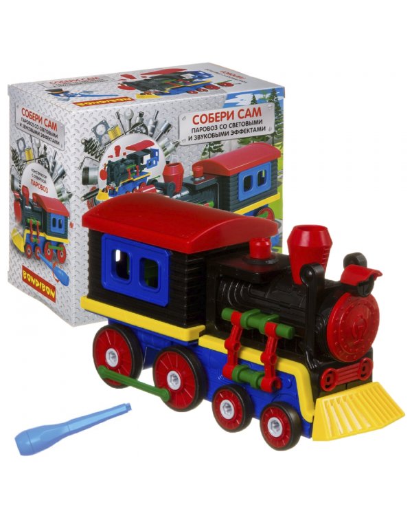 Конструктор с отверткой. Паровоз, 75 деталей