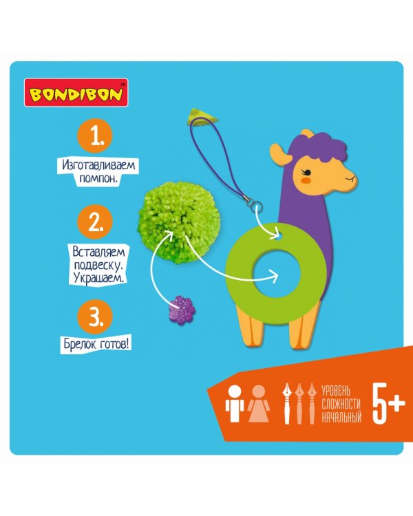 Мини-творчество с помпонами. Лама