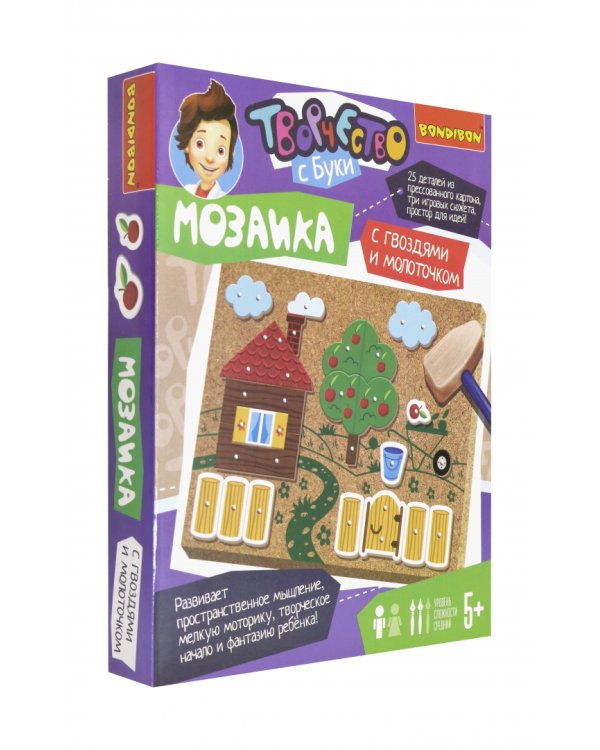 Мозаика с гвоздями и молоточком. На ферме