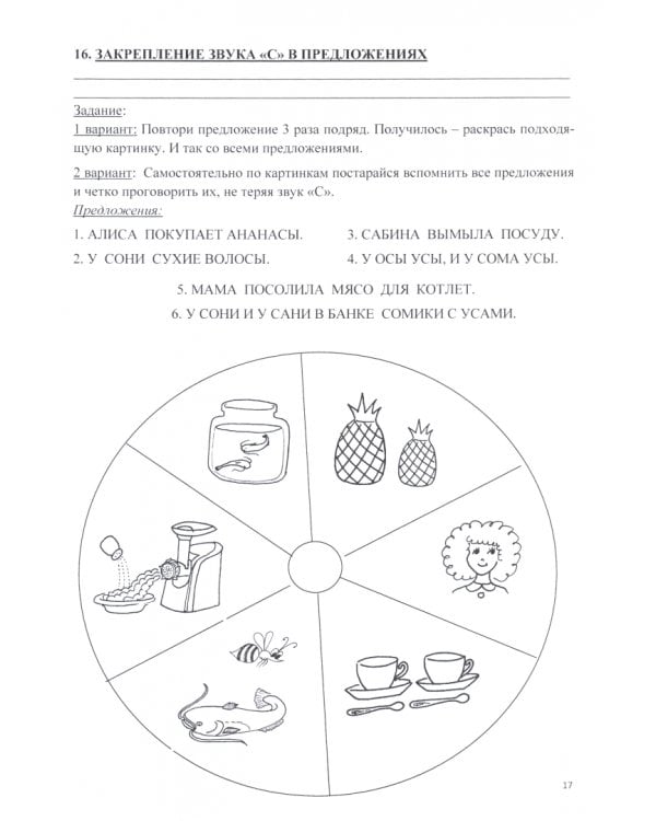 Логопедическая тетрадь для автоматизации звука С