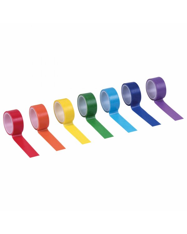 Бумажные клейкие WASHI-ленты для декора и скрапбукинга "Радужные", однотонные, 15 мм х 3 метра, 7 цветов