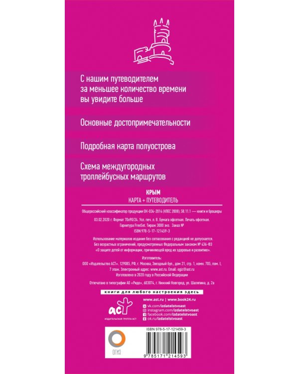 Крым. Складная карта + путеводитель