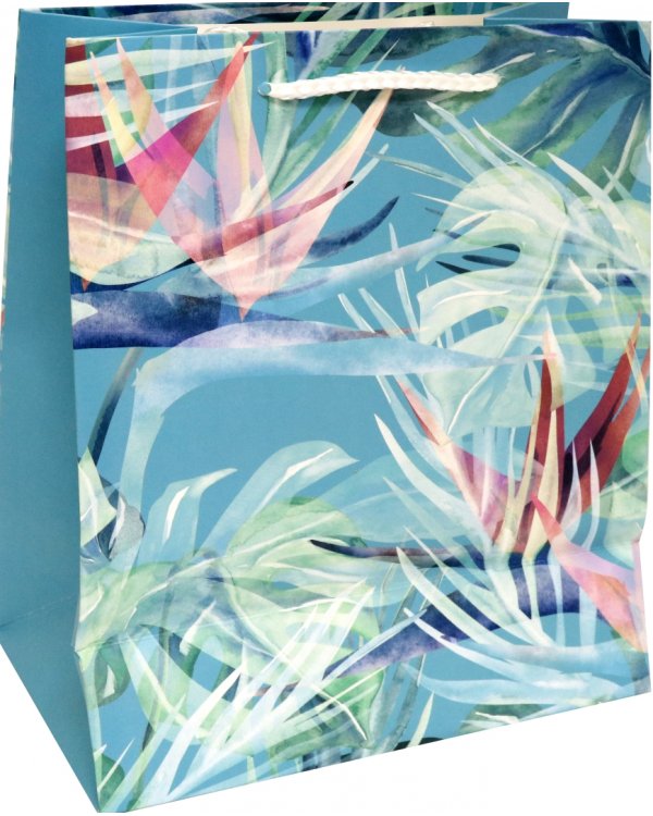 Пакет подарочный "Яркие тропические цветы", 18х23х10 см
