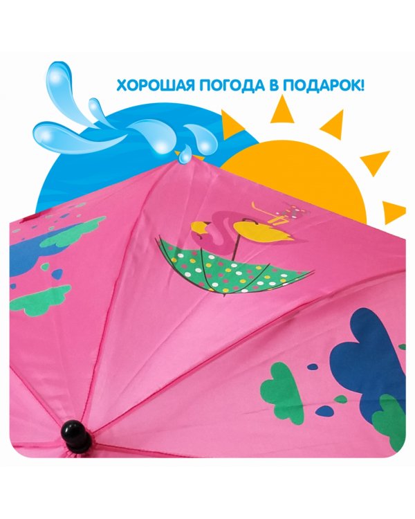 Зонт. Розовый с фламинго