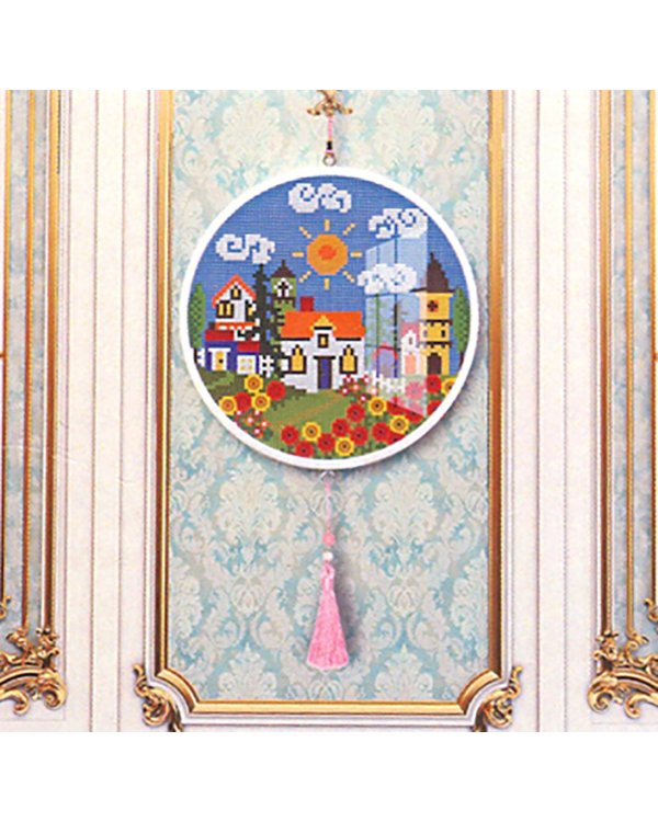 Алмазная мозаика, круглая. Дом с садом