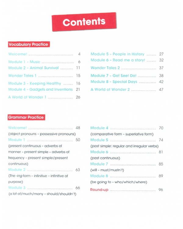 iWonder 4. Vocabulary &amp; Grammar Practice