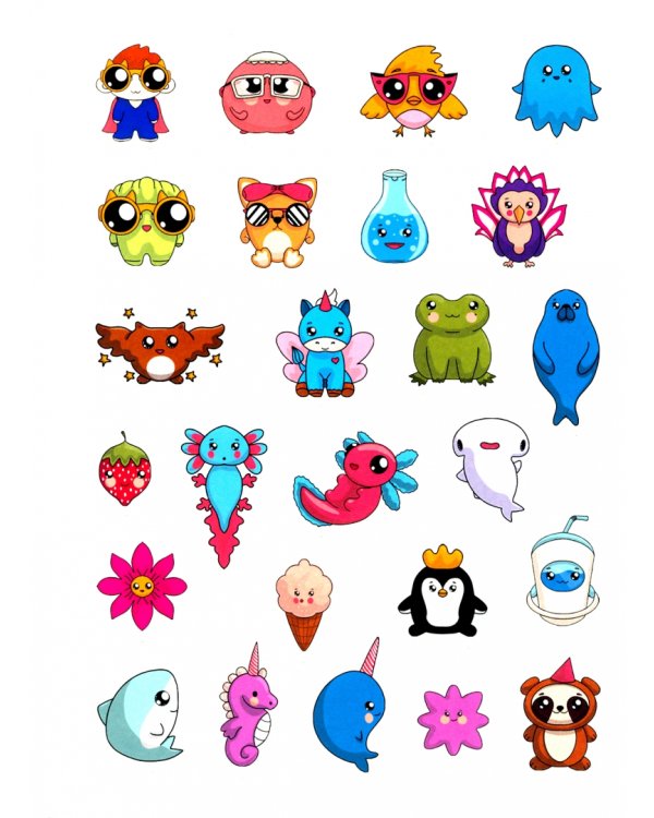 100 наклеек. Няшки