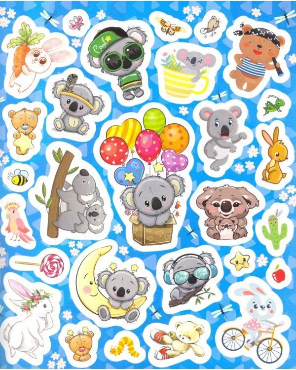 Набор наклеек "Коалы, мишки и зайчики ищут клад" (170 наклеек)