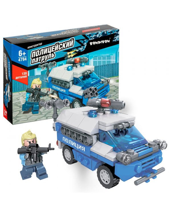 Конструктор. Полицейский патруль. Машина, 139 деталей