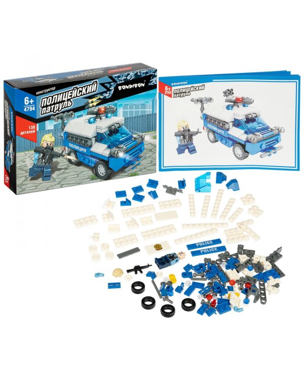 Конструктор. Полицейский патруль. Машина, 139 деталей