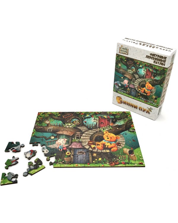 Фигурный деревянный пазл. Винни Пух, 80 элементов