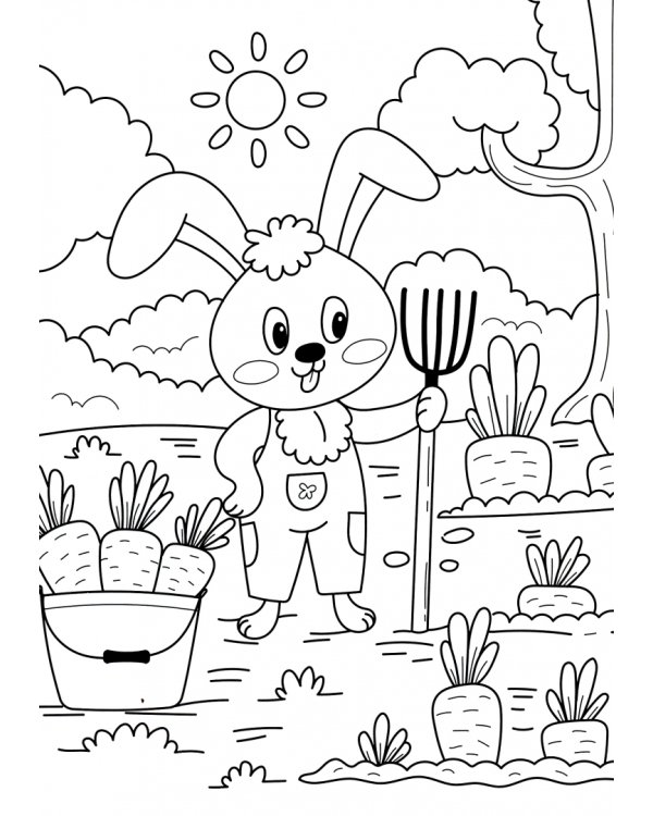 Раскраска А4. В огороде