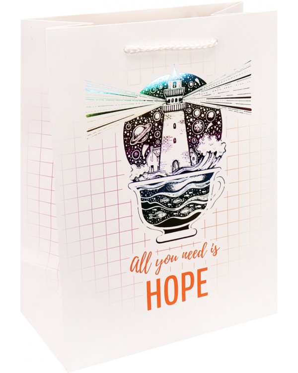 Пакет подарочный "Все что нужно - надежда", 18х23х10 см
