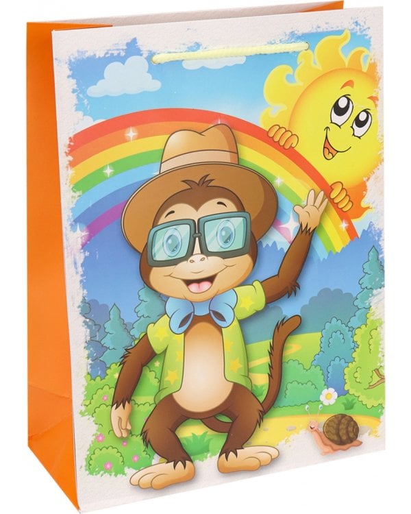 Пакет подарочный "Приветливая обезьянка", 18х24х8,5 см