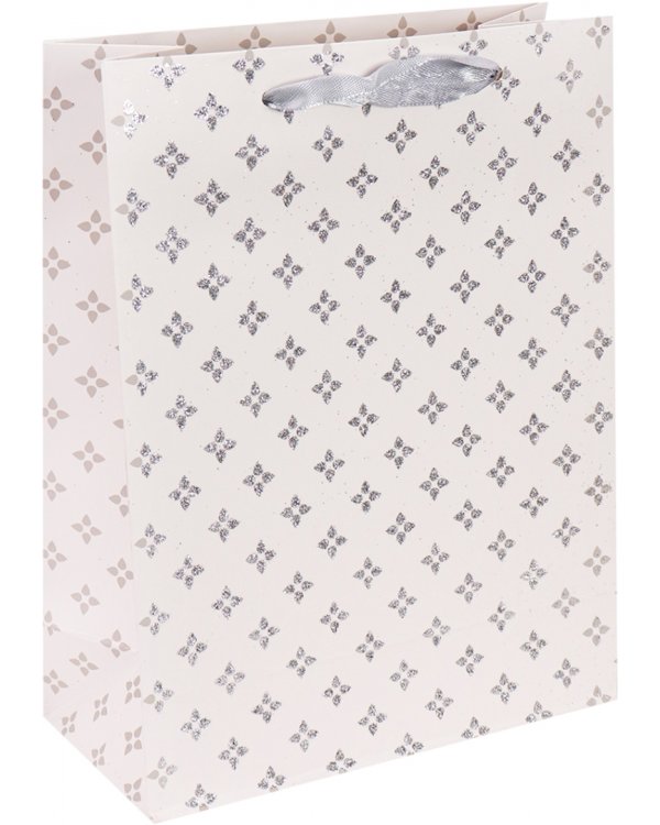 Пакет подарочный "Серебряные ромбики", 18х24х8,5 см