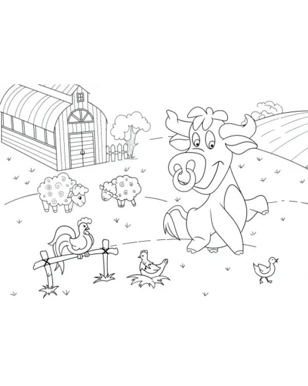 Добрый бычок. Раскраски для малышей