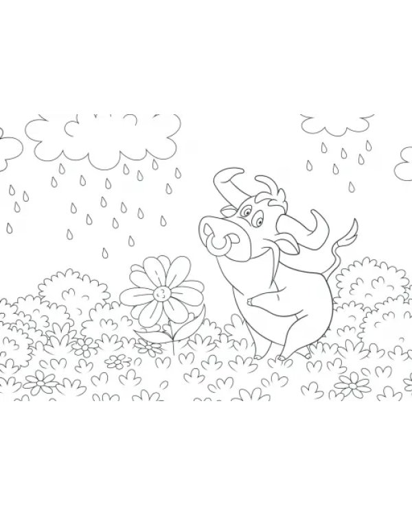 Добрый бычок. Раскраски для малышей