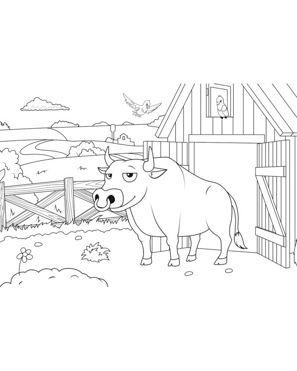 Добрый бычок. Раскраски для малышей