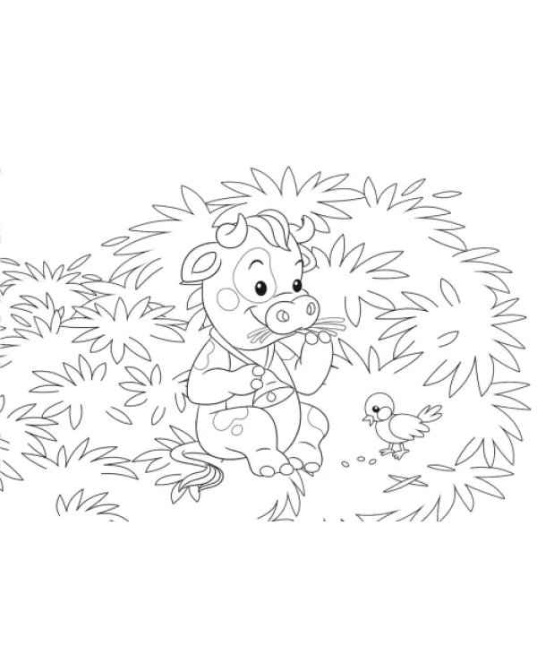 Добрый бычок. Раскраски для малышей