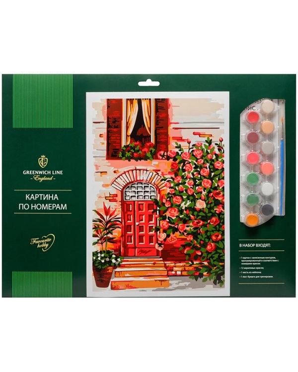 Картина по номерам. Крыльцо с цветами, A3