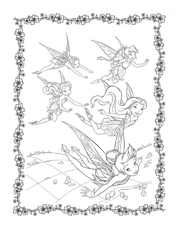 Феи. Раскраска № 8 (Динь-Динь и Фауна)