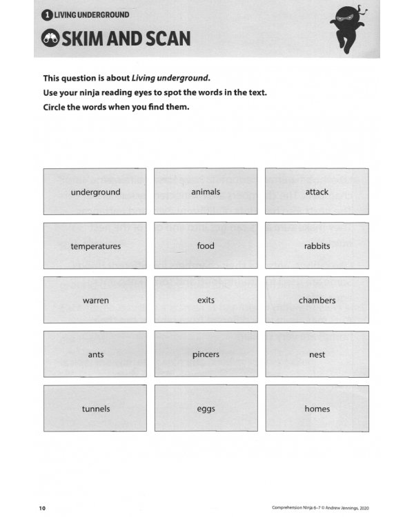 Comprehension Ninja for Ages 6-17. Non-Fiction. Worksheets for Year 2