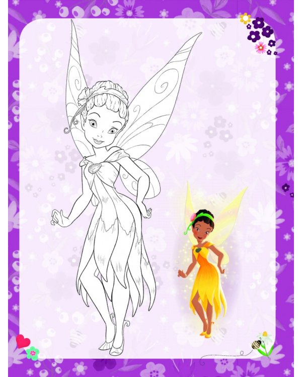 Феи. Раскраска № 14 (Динь-Динь и Иридесса. Цветная)