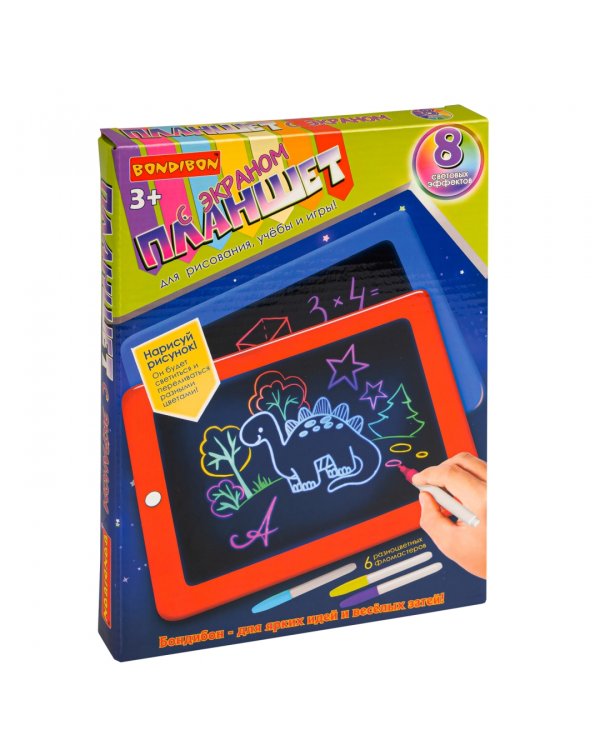 Планшет с экраном для рисования, обучающими карточками и с подсветкой