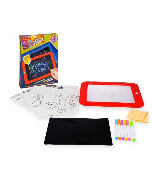 Планшет с экраном для рисования, обучающими карточками и с подсветкой