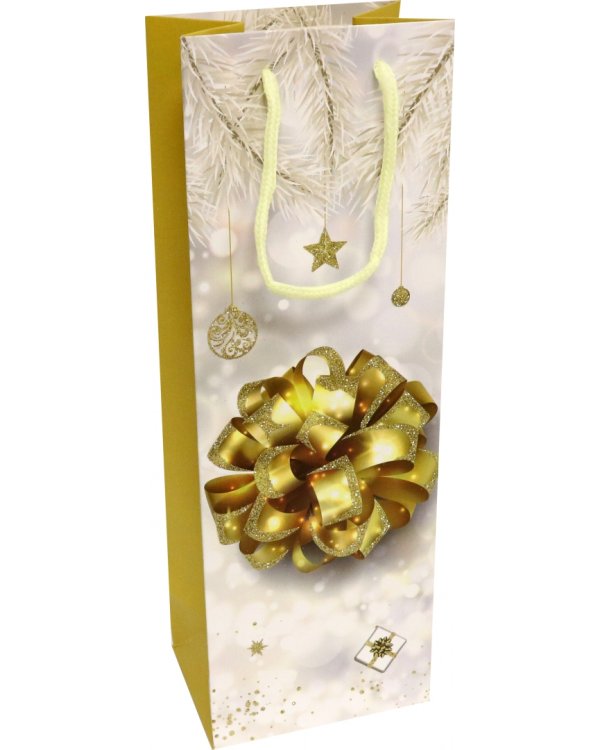 Пакет подарочный "Золотой бант", 12х35х9 см