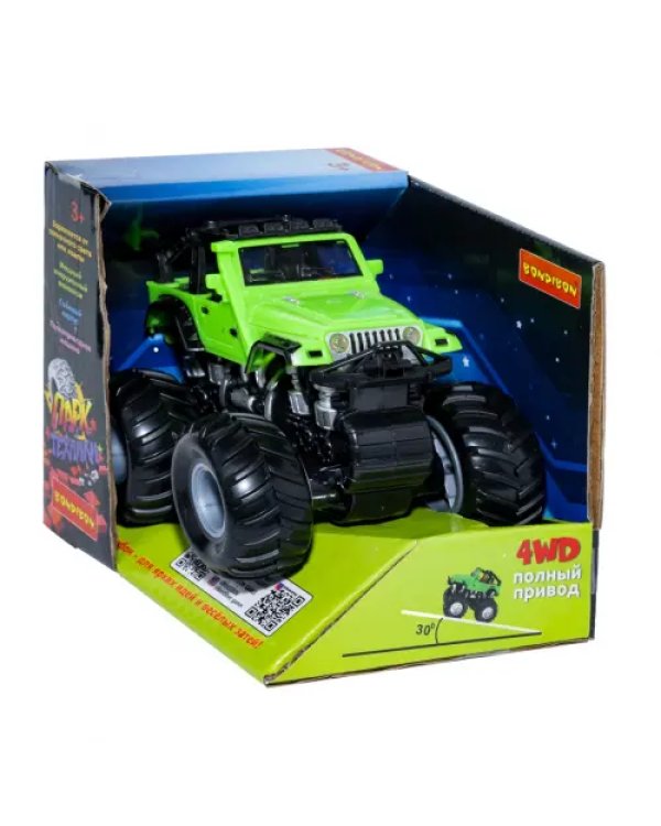 Инерционный джип 4WD со светящимся в темноте корпусом. Парк Техники, зелёный