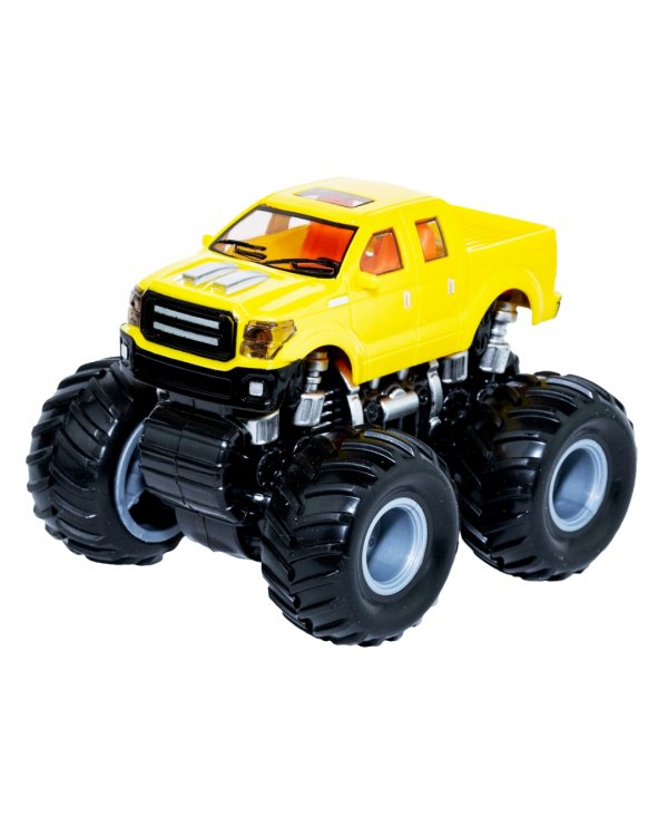 Инерционный джип 4WD со светящимся в темноте корпусом. Парк техники, жёлтый