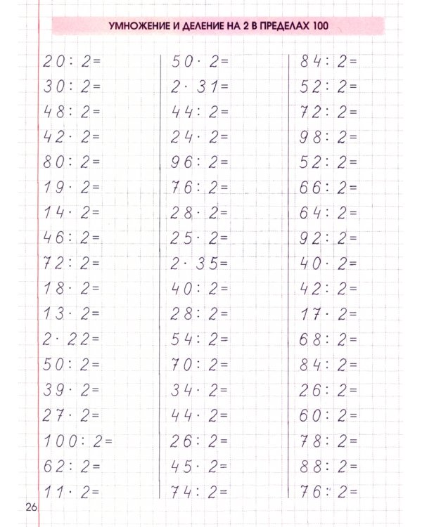 Выработка автоматических навыков табличного и внетабличного умножения и деления