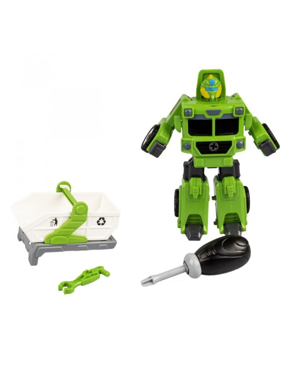 Трансформер-конструктор с отвёрткой 2 в 1. Bondibot. Контейнерный мусоровоз-робот